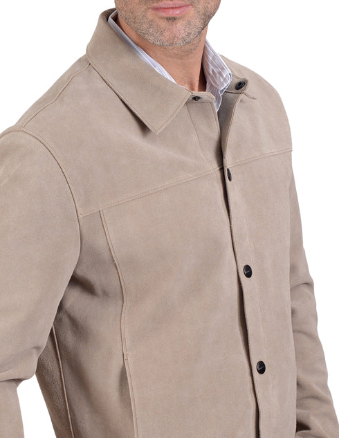 Camisola de Piel en Color Taupe, marca Perry Ellis para Hombre.